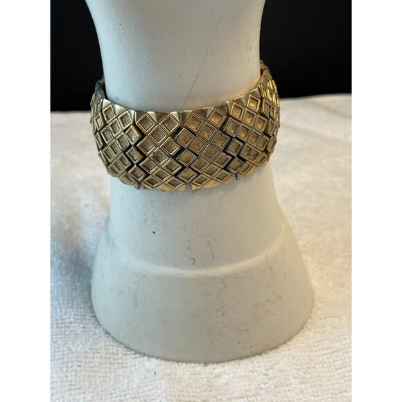 Hattie Carnegie Jewelry - Hattie Carnegie Woven Panel Link Bangle Bracelet Signed-RARE-Vintage